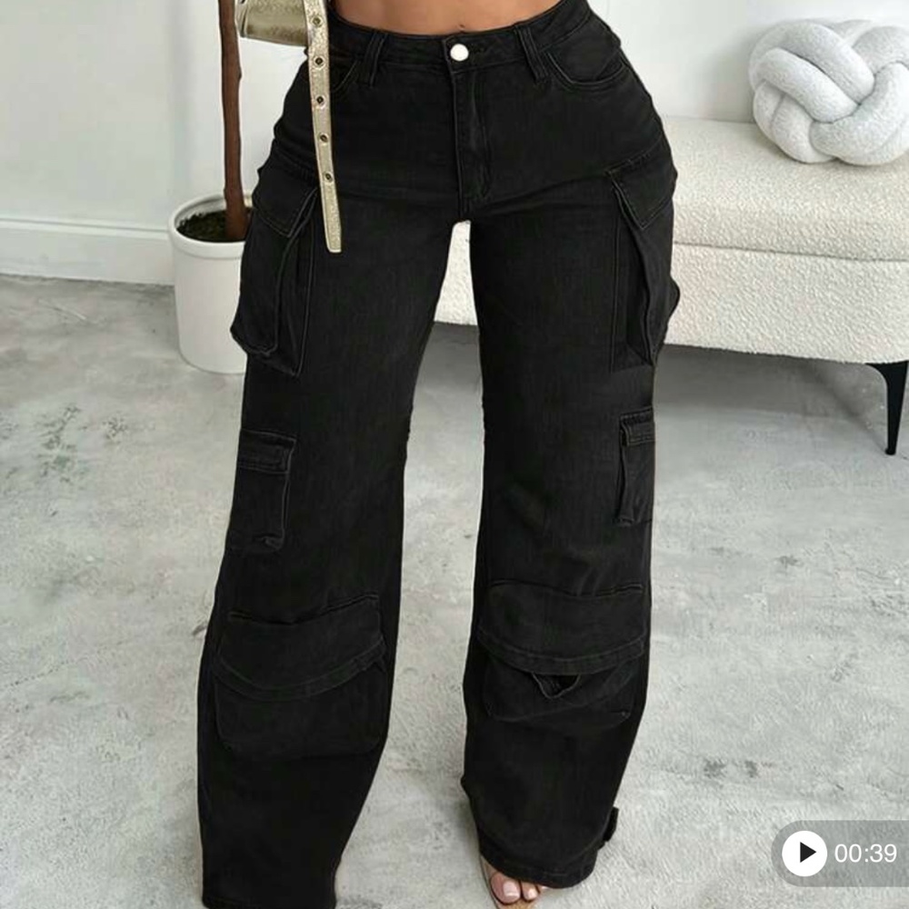 Black cargo jeans
